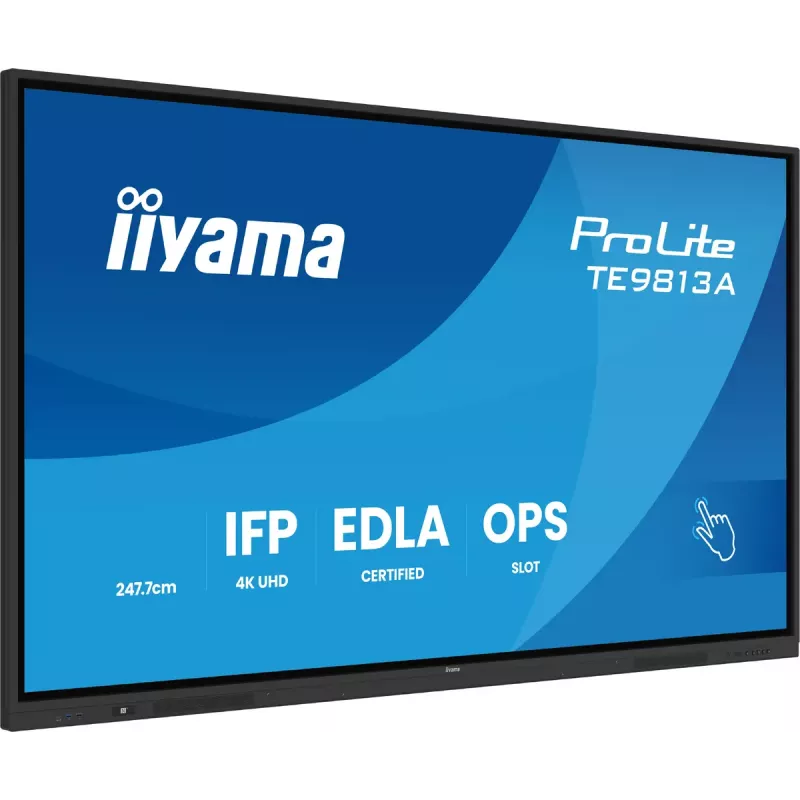 iiyama TE9813A-B2AG 97.5 inch 4K UHD Interactive Flat Panel with Android 14, Wi-Fi 6E, 40-Point Touch, 24/7