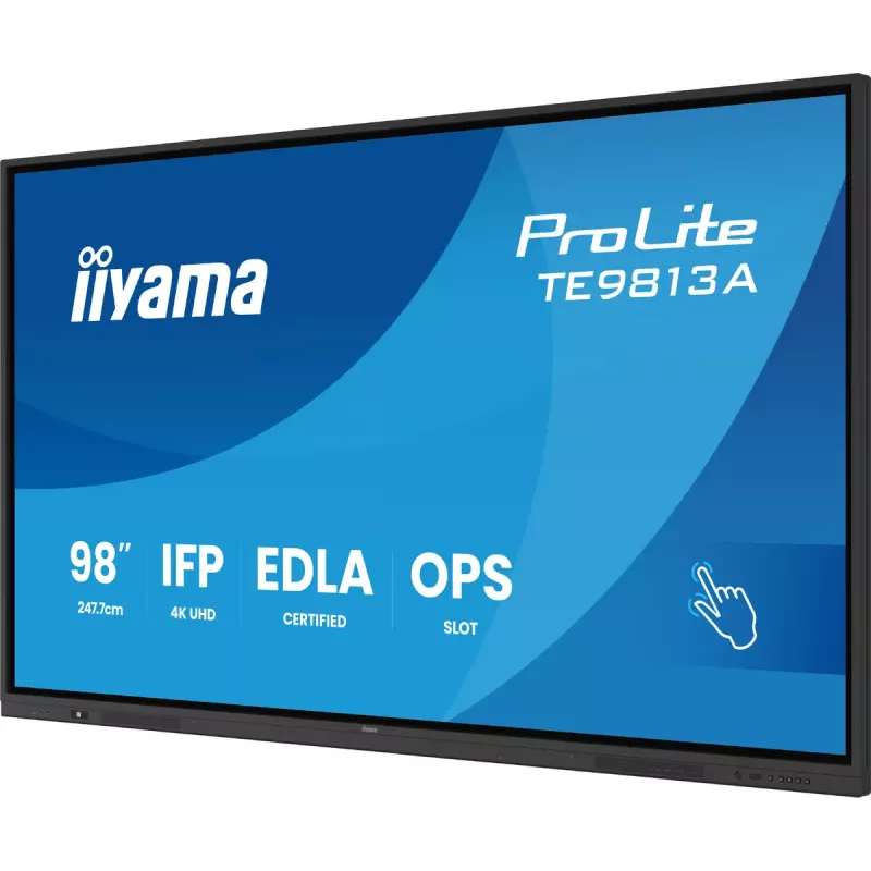 iiyama TE9813A-B2AG 97.5 inch 4K UHD Interactive Flat Panel with Android 14, Wi-Fi 6E, 40-Point Touch, 24/7