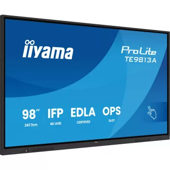 iiyama TE9813A-B2AG 97.5 inch 4K UHD Interactive Flat Panel with Android 14, Wi-Fi 6E, 40-Point Touch, 24/7
