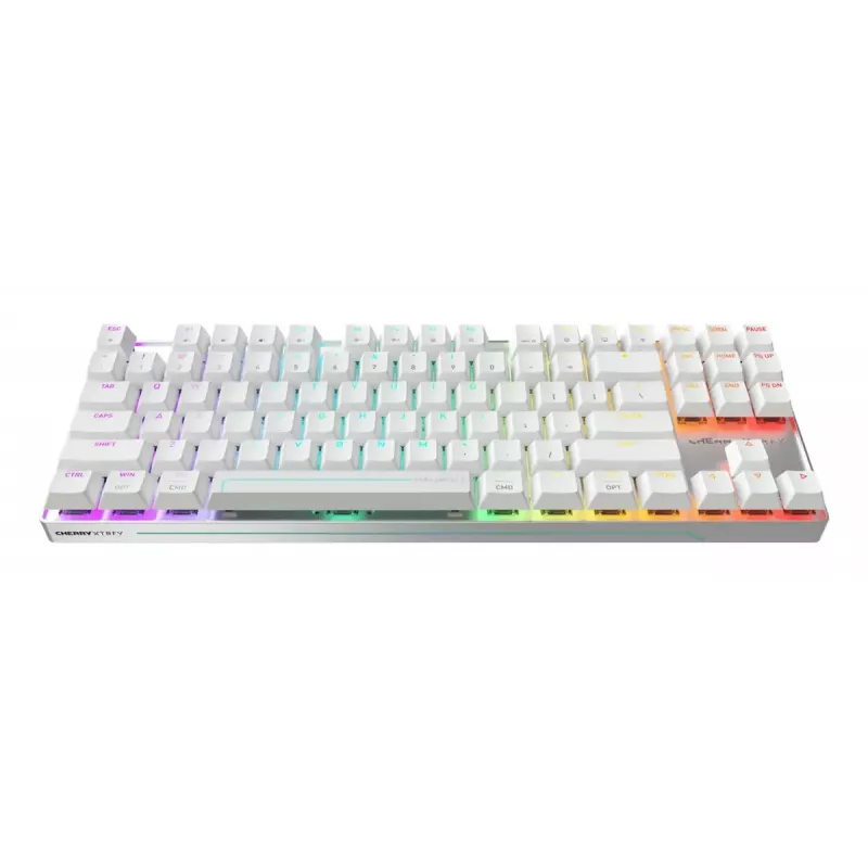 Wireless Gaming Keyboard Cherry MX 8.2 Pro TMR — Tenkeyless 88-key, USB + RF + Bluetooth, Magnetic-mechanical switches, RGB, Silver/White