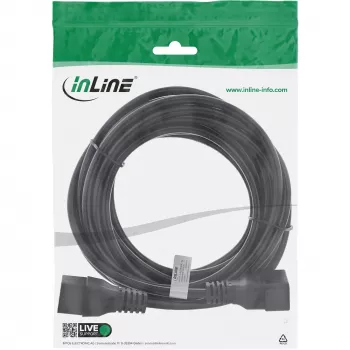 InLine power cable C19 / C20 3-pin IEC male / female black 7.5m