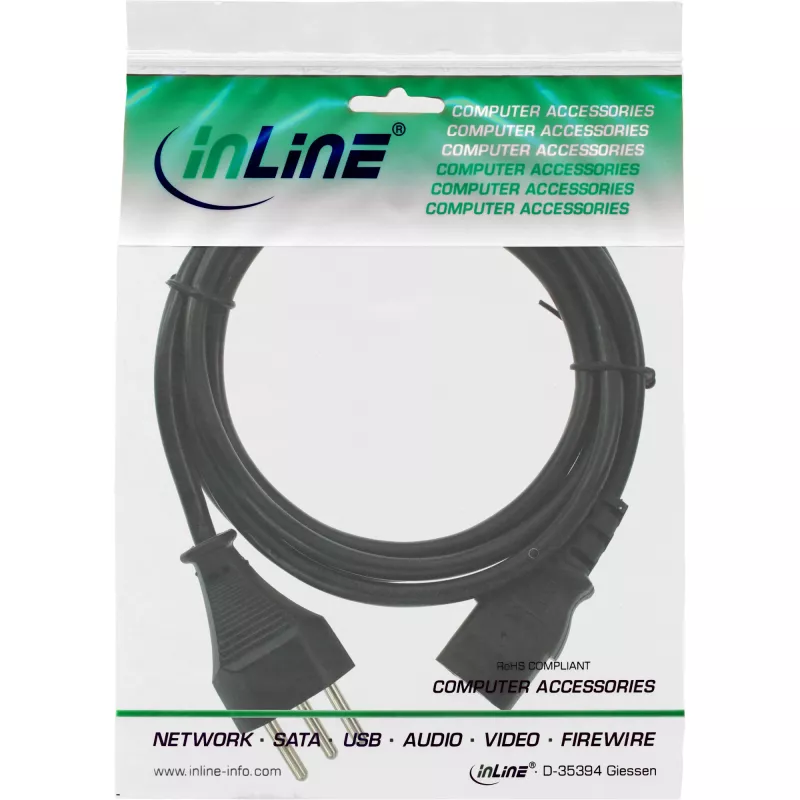 InLine power cable, Switzerland, black, 1m