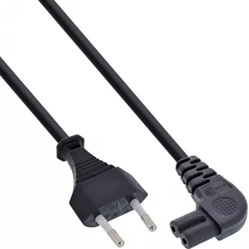 InLine power cable, Euro male / Euro8 male angled, black, 10m