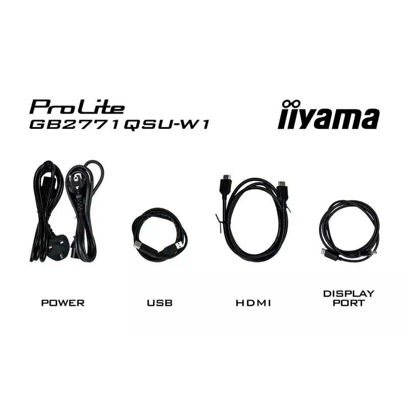 27 inch iiyama G-MASTER GB2771QSU-W1 monitor, 2560×1440 WQHD, Fast IPS, 2 ms, USB 3.2 hub, speakers, VESA, height adjustable (white)