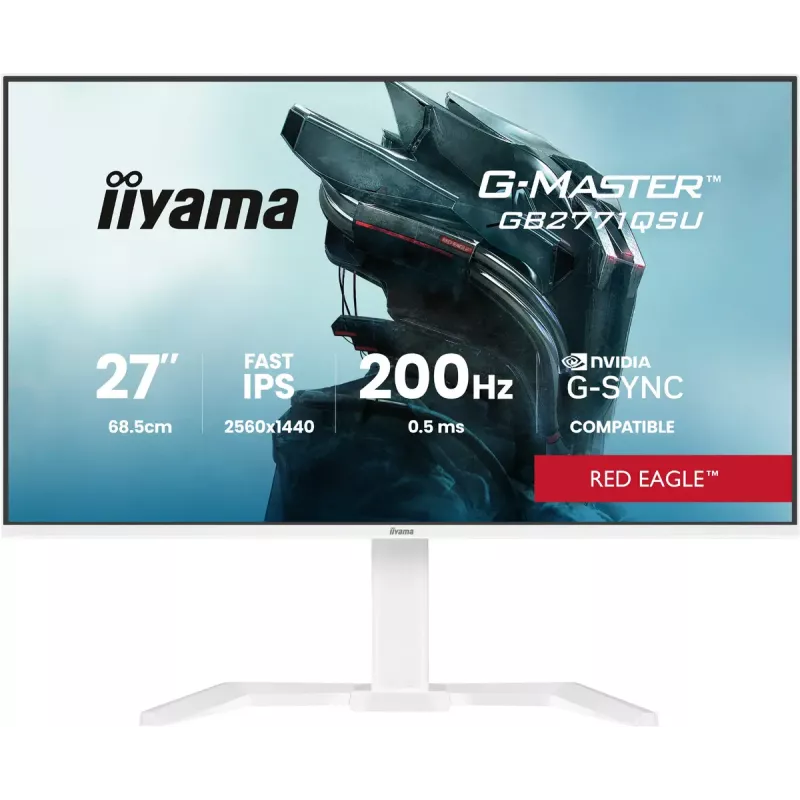 27 inch iiyama G-MASTER GB2771QSU-W1 monitor, 2560×1440 WQHD, Fast IPS, 2 ms, USB 3.2 hub, speakers, VESA, height adjustable (white)