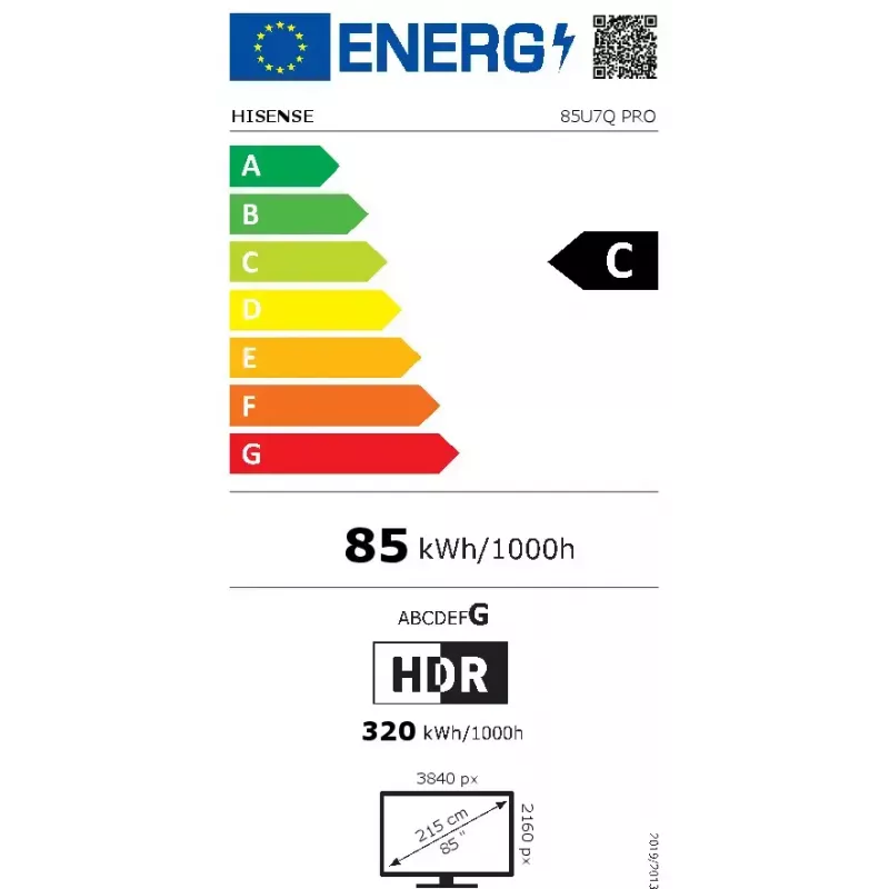 Hisense U7Q PRO 85U7Q PRO 2.16 m (85 inch) 4K Ultra HD Smart TV Wi-Fi Black 500 cd/m²