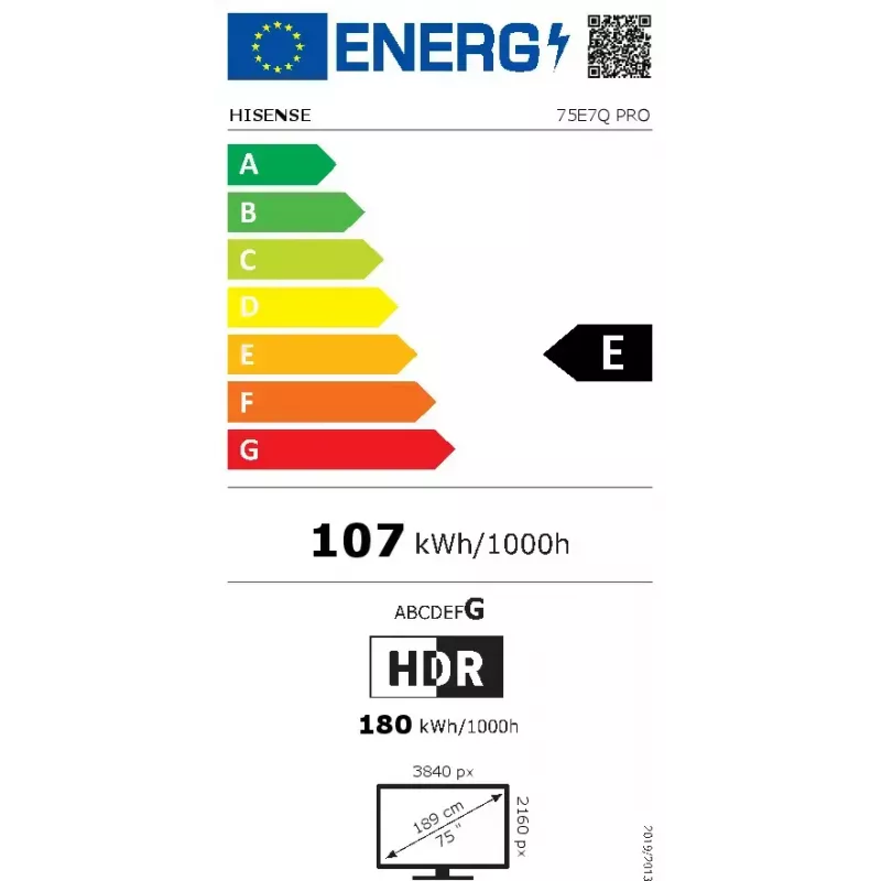 TV Hisense E7Q PRO 75E7Q PRO 75 inch (190.5 cm) QLED Pro 4K Ultra HD Smart TV, Direct-LED, 385 cd/m², VIDAA, Black