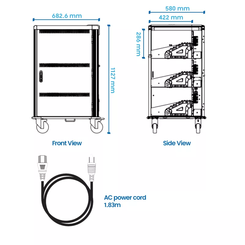 Ewent EW1701 portable device management cart/cabinet Portable device management cabinet Black, Grey