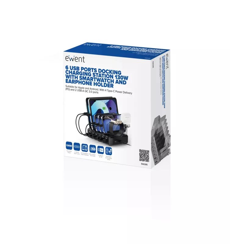 Ewent EW1335 mobile device charger Universal Black AC Fast charging Indoor