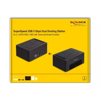 HDD/SSD enclosure DeLOCK 64187 Black 2.5/3.5 inch 5 Gbit/s