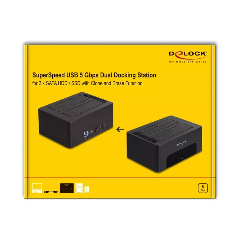 HDD/SSD enclosure DeLOCK 64187 Black 2.5/3.5 inch 5 Gbit/s