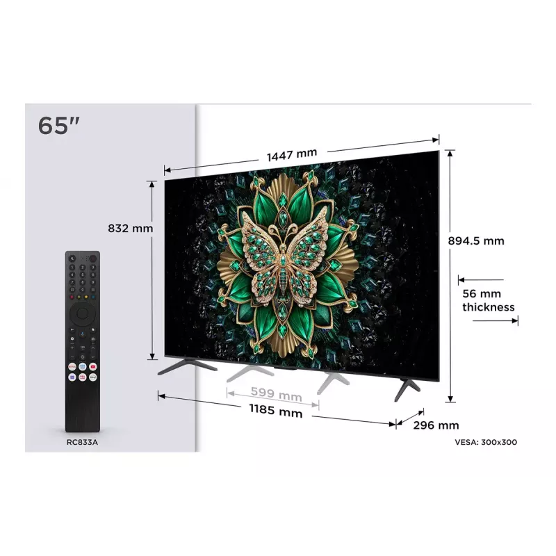 TCL C6K 65C6K TV 165.1 cm (65 inch) 4K Ultra HD Smart TV Wi-Fi Metallic