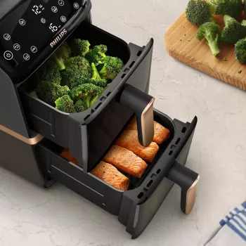 Philips 4000 series Dual Stack Airfryer Vertical Basket 10L Double Stand-alone 2750 W Hot air fryer Black
