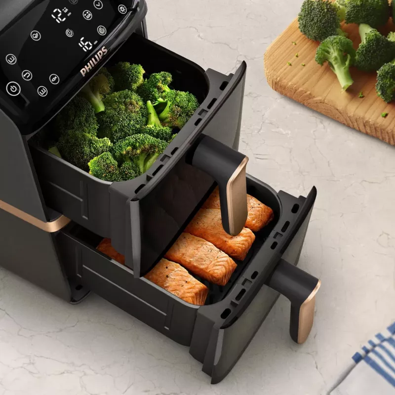 Philips 4000 series Dual Stack Airfryer Vertical Basket 10L Double Stand-alone 2750 W Hot air fryer Black