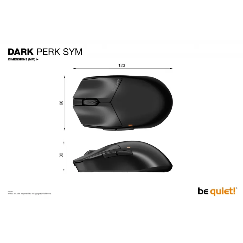 be quiet Dark Perk | Sym mouse Gaming Right-hand RF Wireless + USB Type-C Optical 32000 DPI