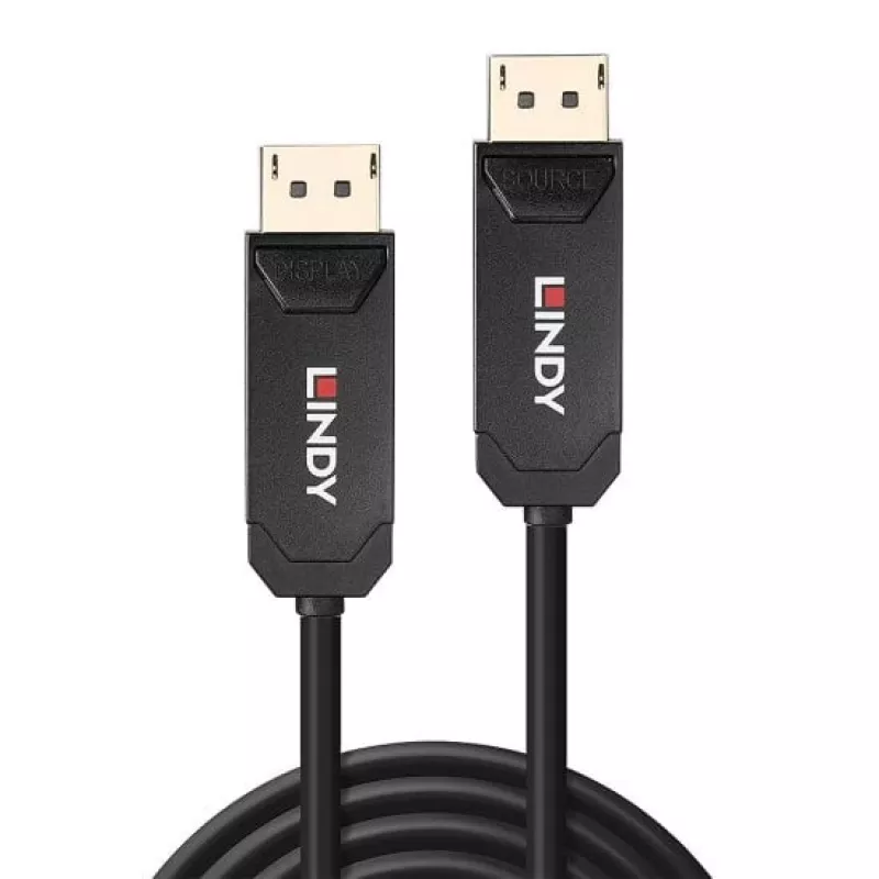 Lindy 30m Fibre Optic Hybrid DP 2.0 UHBR10 Cable, 30 m, DisplayPort, DisplayPort, Male, Male, 7680 x 4320 pixels