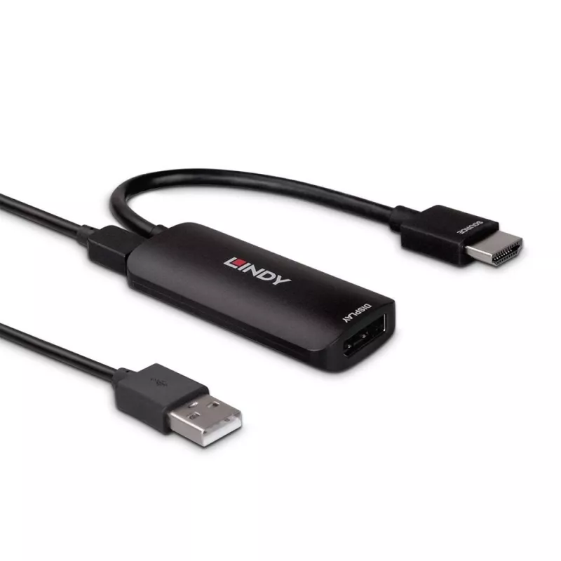 Lindy HDMI 8K60 to DisplayPort 1.4 Converter, 0.157 m, HDMI Type A (Standard), DisplayPort, Male, Female, Straight