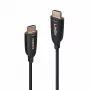 Lindy 60m Fibre Optic Hybrid HDMI 8K60 Cable, 60 m, HDMI Type A (Standard), HDMI Type A (Standard), 48 Gbit/s, Black