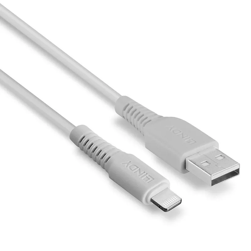 Lindy 3m USB to Lightning Cable, White, 3 m, USB A, Male, Male, White, Straight