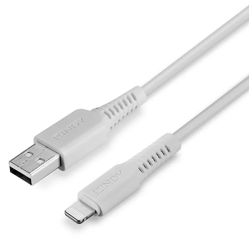 Lindy 3m USB to Lightning Cable, White, 3 m, USB A, Male, Male, White, Straight