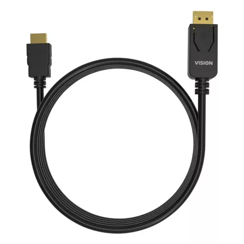 Video cable adapter VISION TC 2MDPHDMI8K/BL — 2 m DisplayPort to HDMI, 6 mm, Black