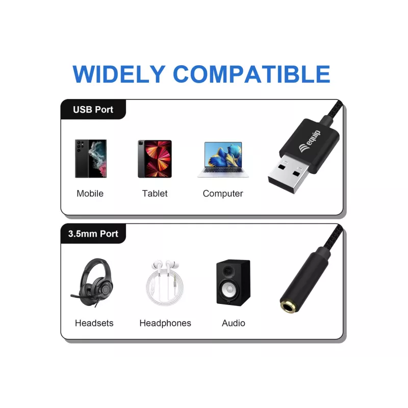 Equip 147945 audio cable 0.15 m 3.5mm USB Type-A Black