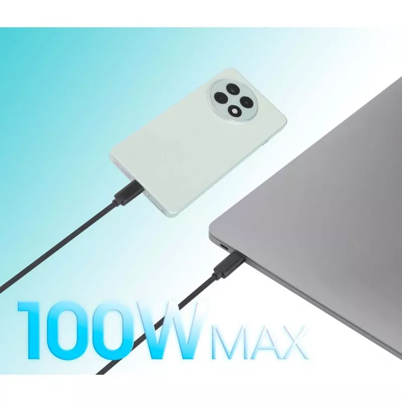Manhattan Dual USB-C to USB-C Charging Cable, 100W, 2m, Male to Two Males, Smart Power Splitter Cable, Charges Two Devices from One USB-C PD Port, Delivers up to 100W for single charging and up to 70W + 28W for dual charging, Braided Jacket, Aluminum Boot, Black