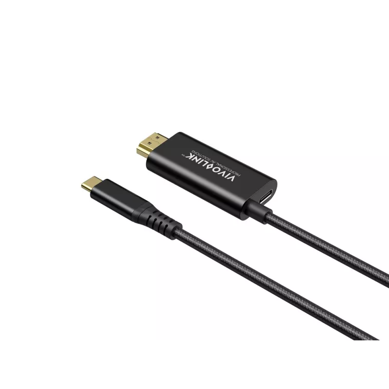 VivoLink USB-C to HDMI Cable with 100W power delivery, model PROUSBCHDMIMM2-CHARGE