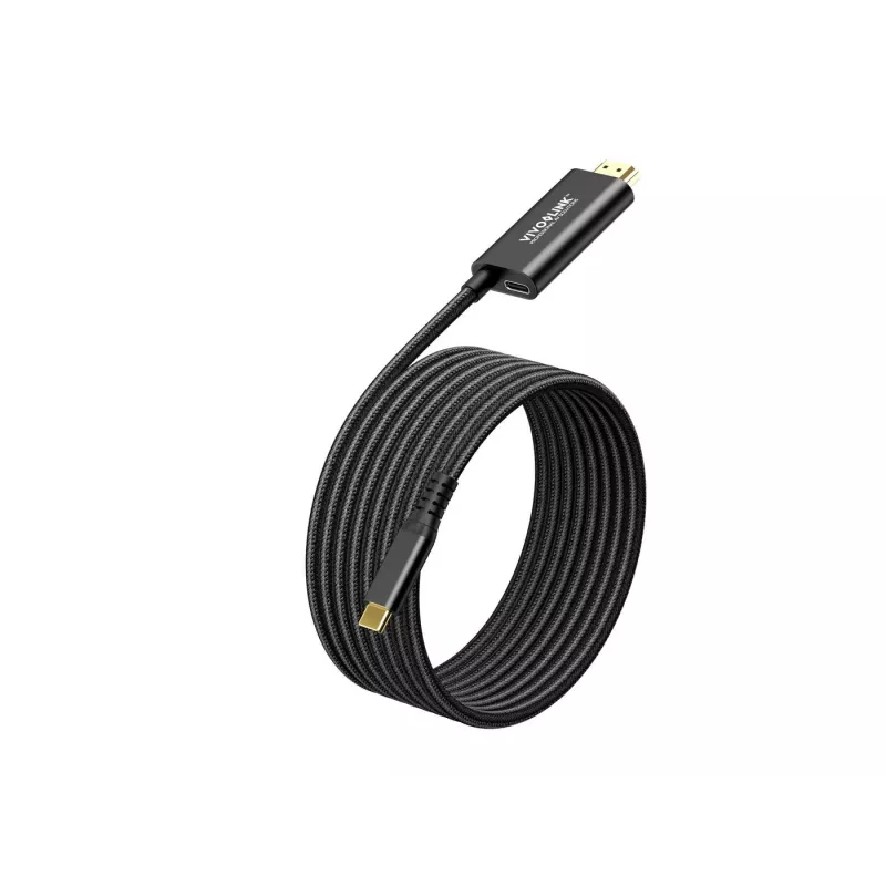VivoLink USB-C to HDMI Cable with 100W power delivery, model PROUSBCHDMIMM2-CHARGE