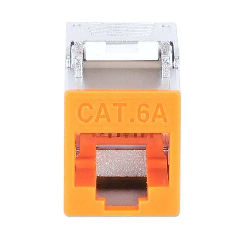 Intellinet Cat6a 10G Shielded Toolless Slim Keystone Jack, Orange
