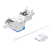 Intellinet Cat6a 10G Shielded Toolless Slim Keystone Jack, Flat, Blue, RJ-45, IDC, Female, Gold