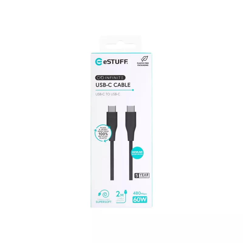eSTUFF ES604280 USB cable USB 2.0 2 m USB C Black