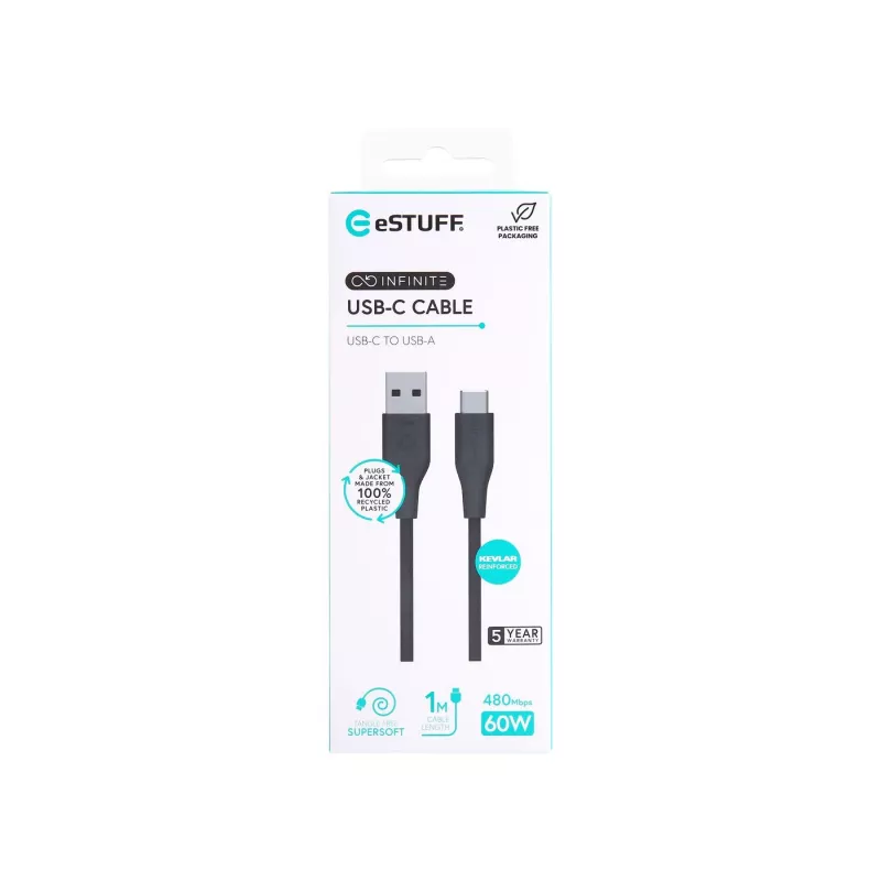 eSTUFF ES605180 USB cable USB 2.0 1 m USB C USB A Black