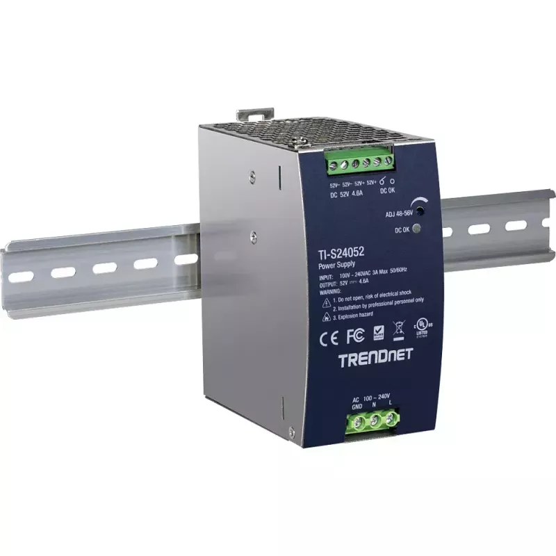 Power supply TRENDNET TI-S24052 for network switch, 240W, AC 90–264V, protection: OCP/OPP/OVP/OTP/short-circuit, black