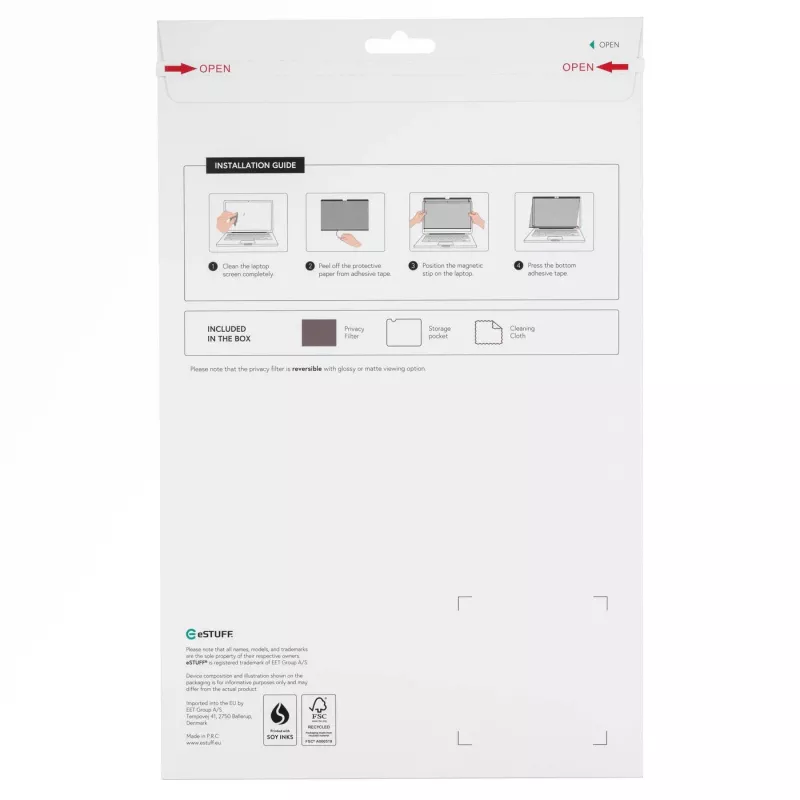 eSTUFF GLBMMB13 display privacy filter 33.8 cm (13.3 inch) Laptop Frameless display privacy filter