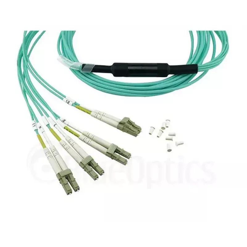 Fibre optic cable BlueOptics 9380014-10M MPO to 4x LC, 10 m, OM3, aqua