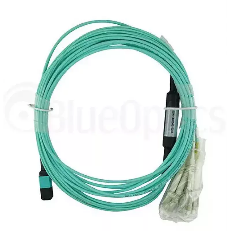 Fibre optic cable BlueOptics OCTCABLE10M-SR 10 m OM3 MPO to 4×LC Aqua