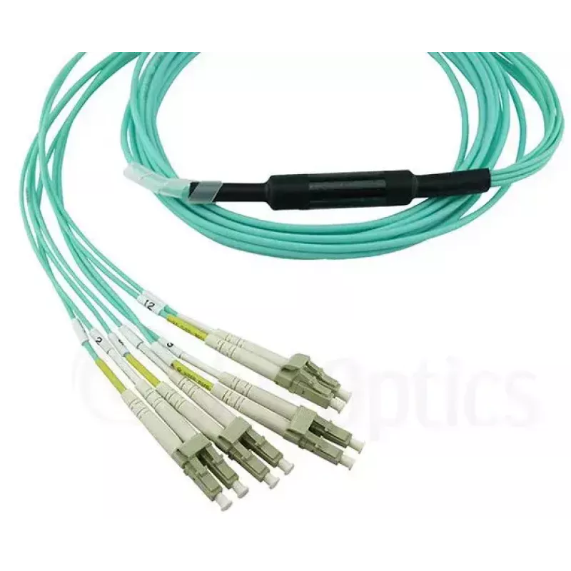 Fibre optic cable BlueOptics OCTCABLE10M-SR 10 m OM3 MPO to 4×LC Aqua