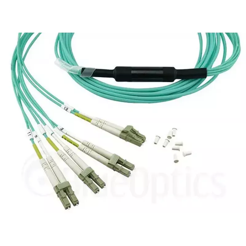 Fibre optic cable BlueOptics OCTCABLE10M-SR 10 m OM3 MPO to 4×LC Aqua