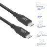 ACT USB4 20Gbps 240W USB Type-C Cable, 2 meters, 2 m, USB C, USB C, USB4 Gen 2x2, 20 Gbit/s, Black