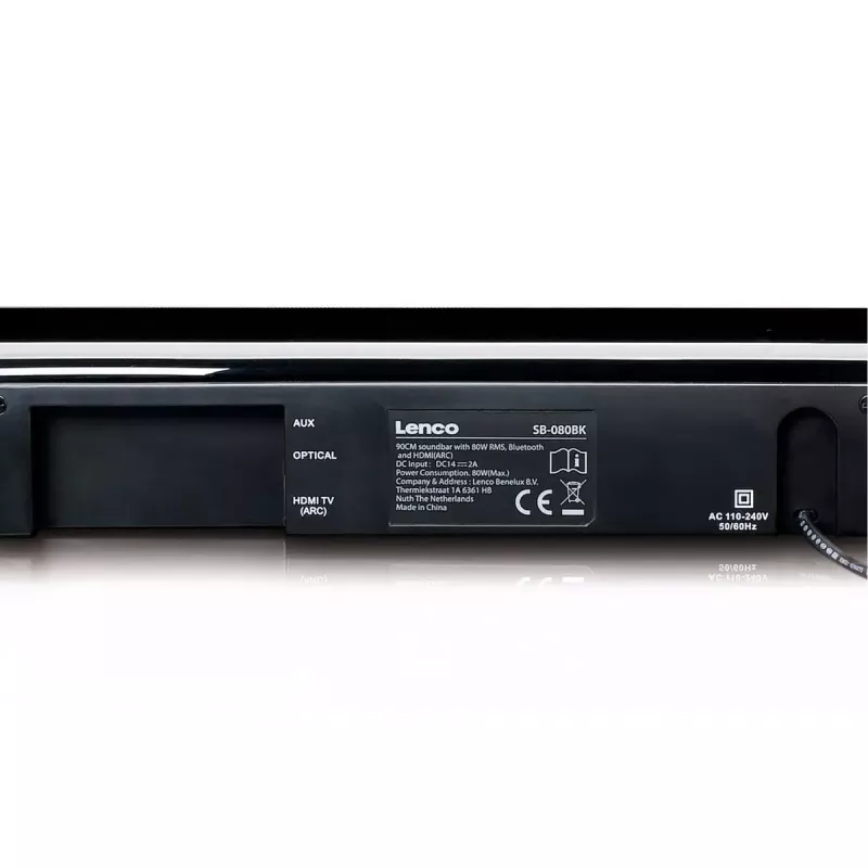 Soundbar speaker Lenco SB-080BK Black 2.1 channels 80 W