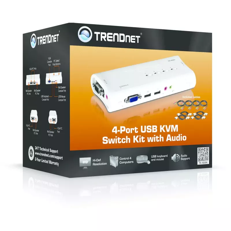 KVM Switch Trendnet TK-409K USB VGA 2048x1536 1.6m Wired Blue