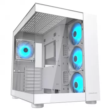 PC Midi Tower Case Cougar FV150 ARGB White — ATX/Micro-ATX/Mini-ITX, 3x120mm front, 1x120mm rear, 2x3.5 inch + 2x2.5 inch bays, USB 3.2 Gen1