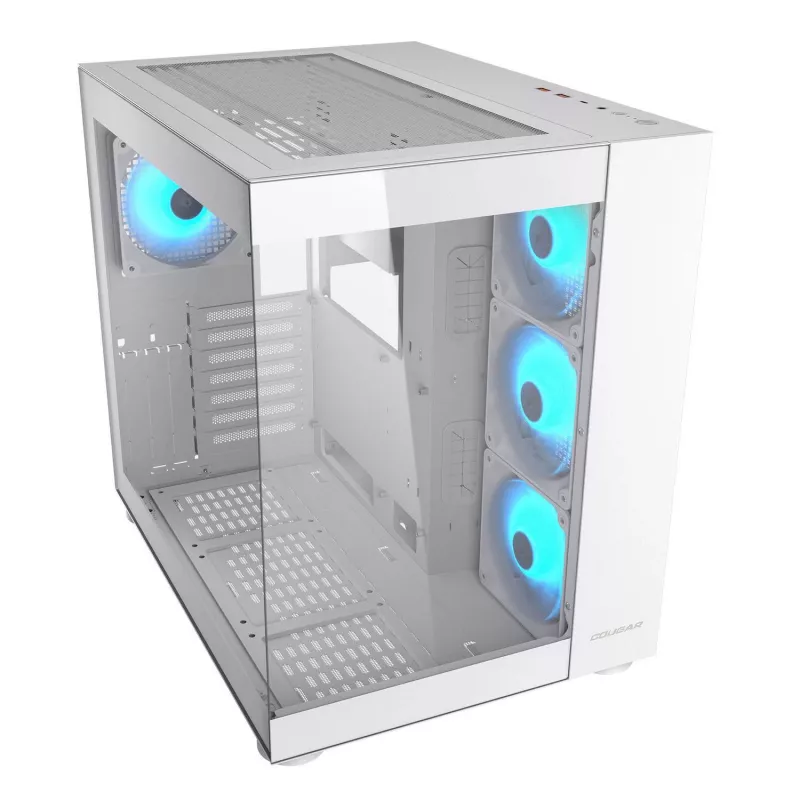 PC Midi Tower Case Cougar FV150 ARGB White — ATX/Micro-ATX/Mini-ITX, 3x120mm front, 1x120mm rear, 2x3.5 inch + 2x2.5 inch bays, USB 3.2 Gen1