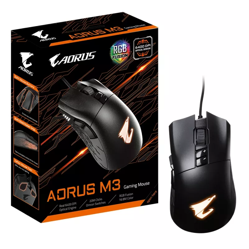 GIGABYTE AORUS M3 mouse Gaming Right-hand USB Type-A Optical 6400 DPI