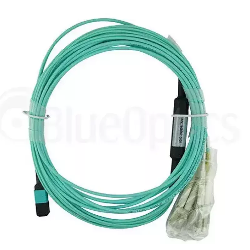 Fibre optic cable BlueOptics MC6709309-010-BO 10 m OM3 MPO to 4×LC (50 µm) aqua