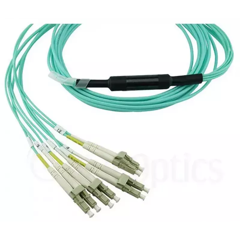 Fibre optic cable BlueOptics MC6709309-010-BO 10 m OM3 MPO to 4×LC (50 µm) aqua