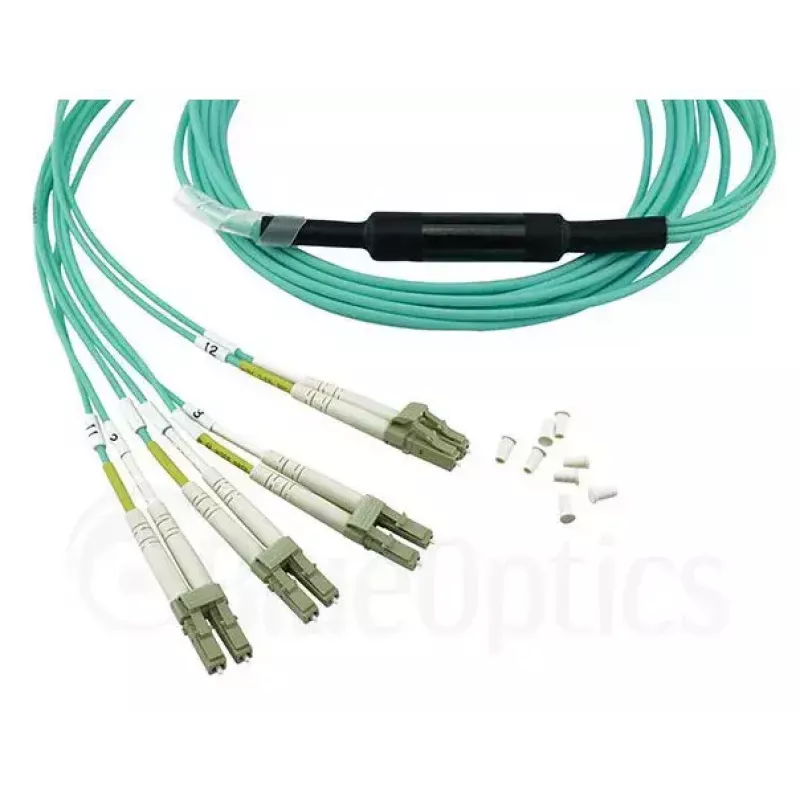 Fibre optic cable BlueOptics MC6709309-010-BO 10 m OM3 MPO to 4×LC (50 µm) aqua
