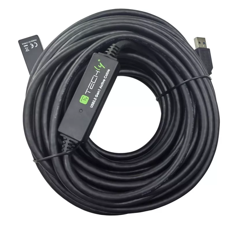 Techly ICUR30200G USB cable USB 3.2 Gen 1 (3.1 Gen 1) 20 m USB A Black