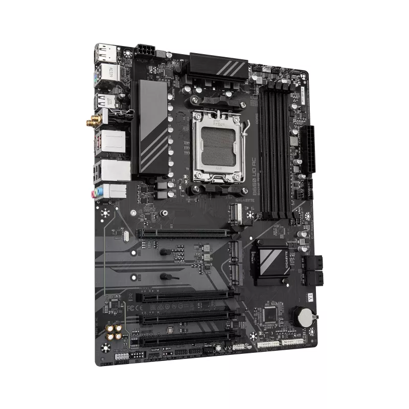 GIGABYTE B650 UD AC Motherboard - AMD Ryzen 9000 Series CPUs, 6+2+2 Phases VRM, up to 8000MHz DDR5 (OC), 1xPCIe 5.0 + 2xPCIe 4.0 M.2, GbE LAN, WIFI 5, USB 3.2 Gen 2